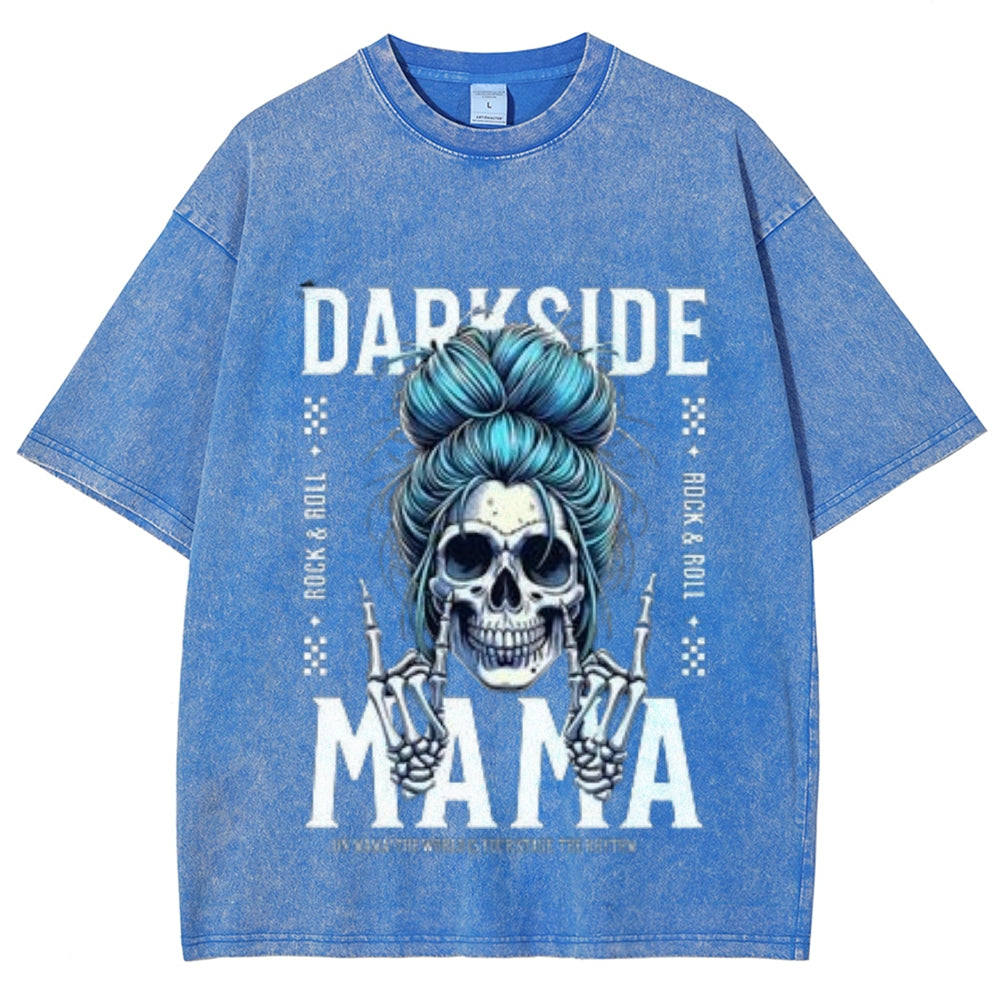 Women Washed Vintage Darkside MaMa Graphic T-shirt