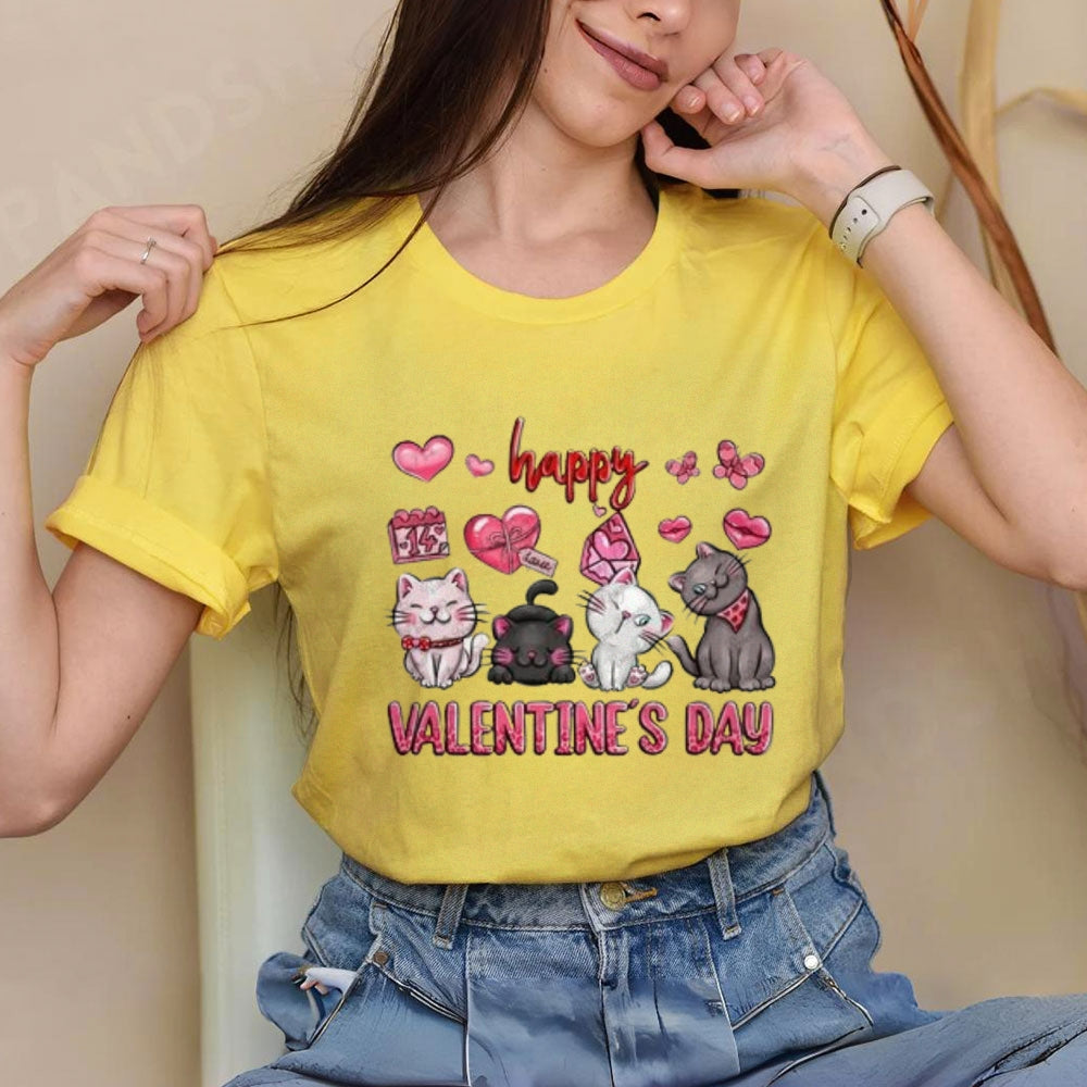 Women Happy Valentine's Day Print Graphic T-shirt