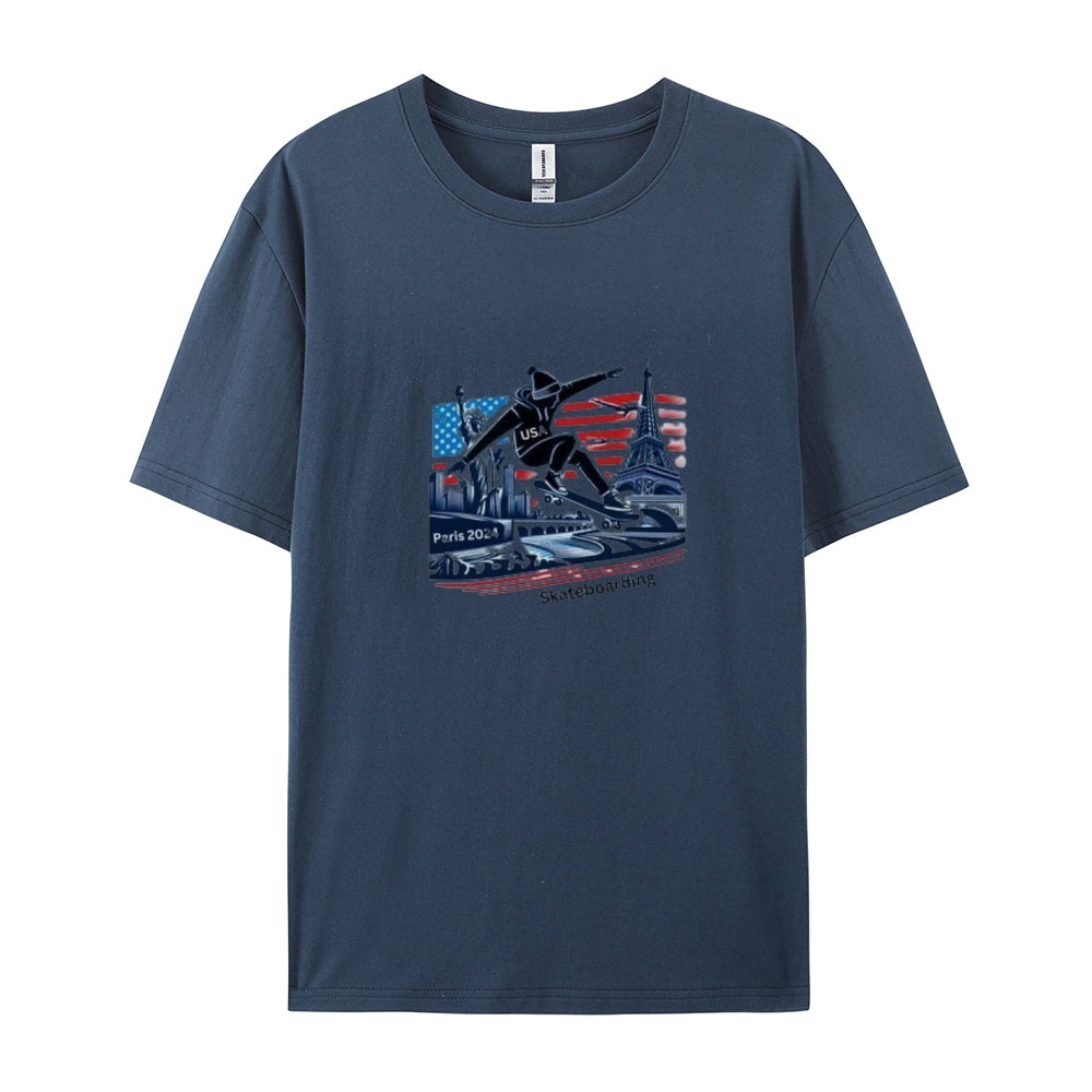 Mens Paris Skateboarding Graphic Tee