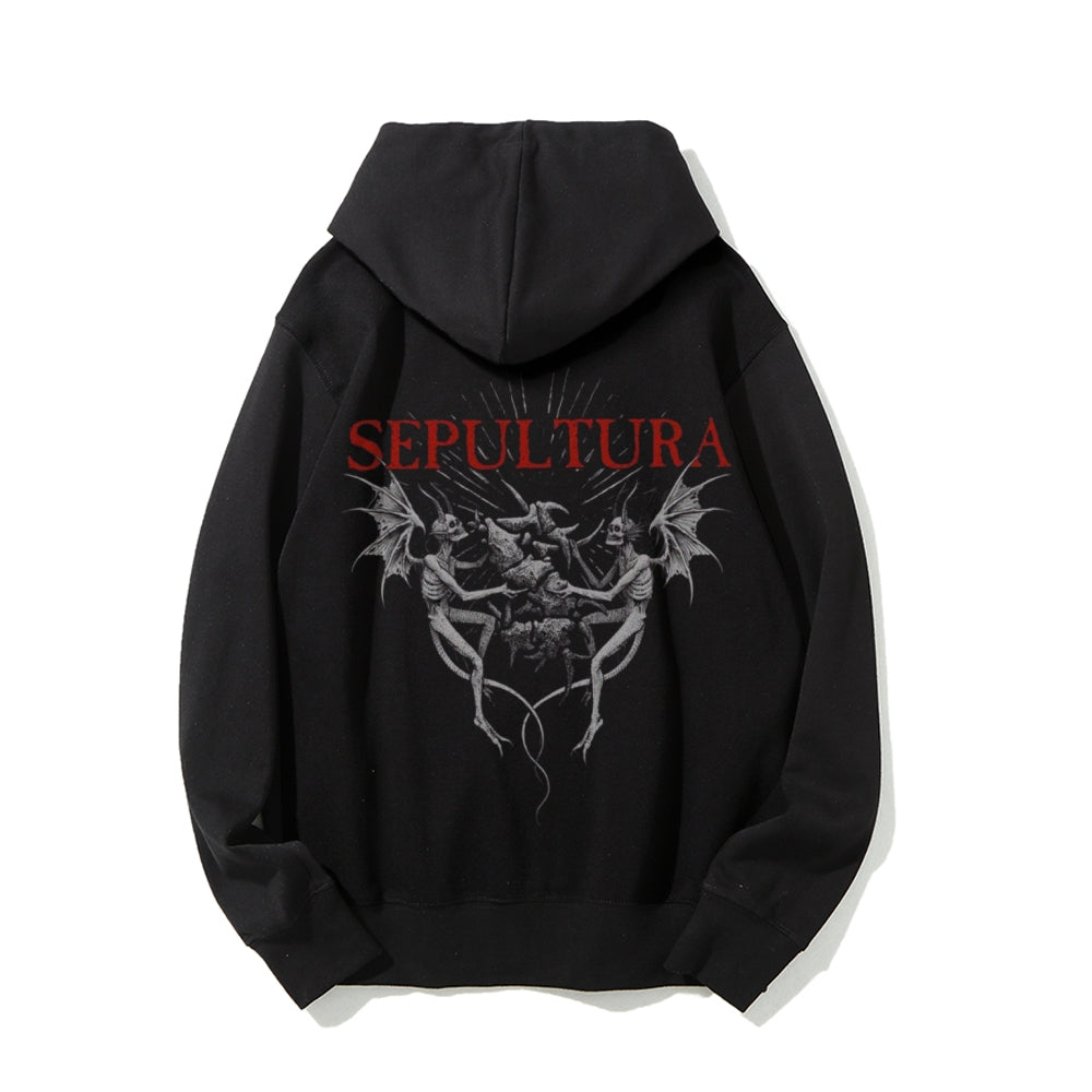 Mens Sepultura Skull Graphic Hoodies