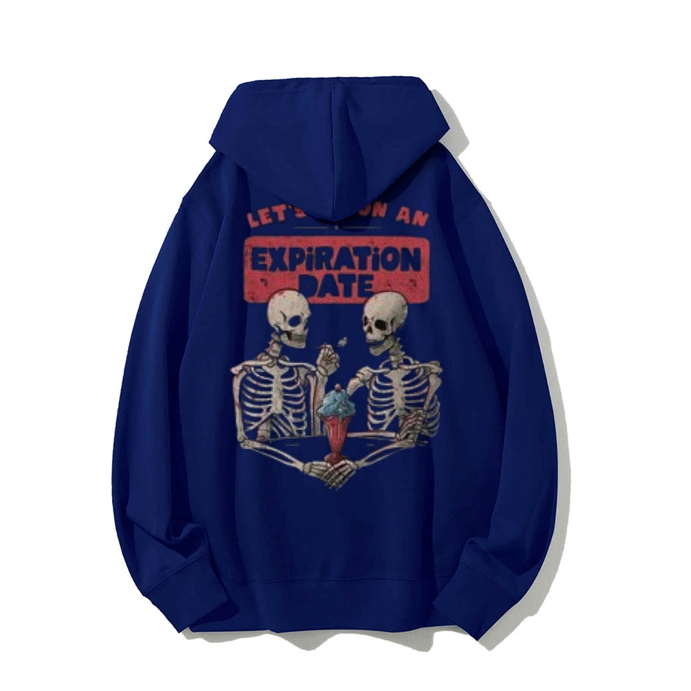 Mens LET'S GO ON AN EXPIRATION DATE Skull Graphic Pullover Hoodies