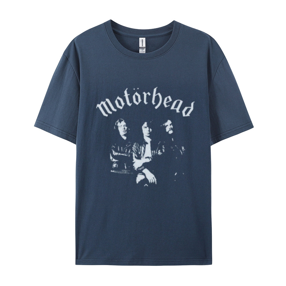 Mens Vintage The Motor Head Rock Band Print Cotton Short Sleeve Casual Graphic T-shirt