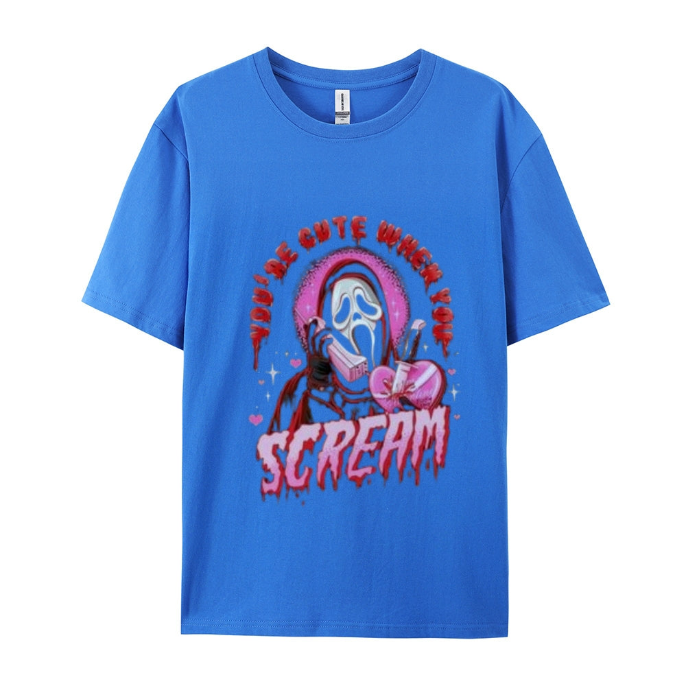 Mens Cute Scream Skull Graphic Tee