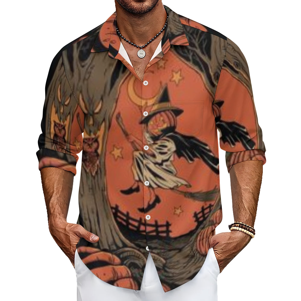 Mens Halloween Night Long Sleeve Shirt