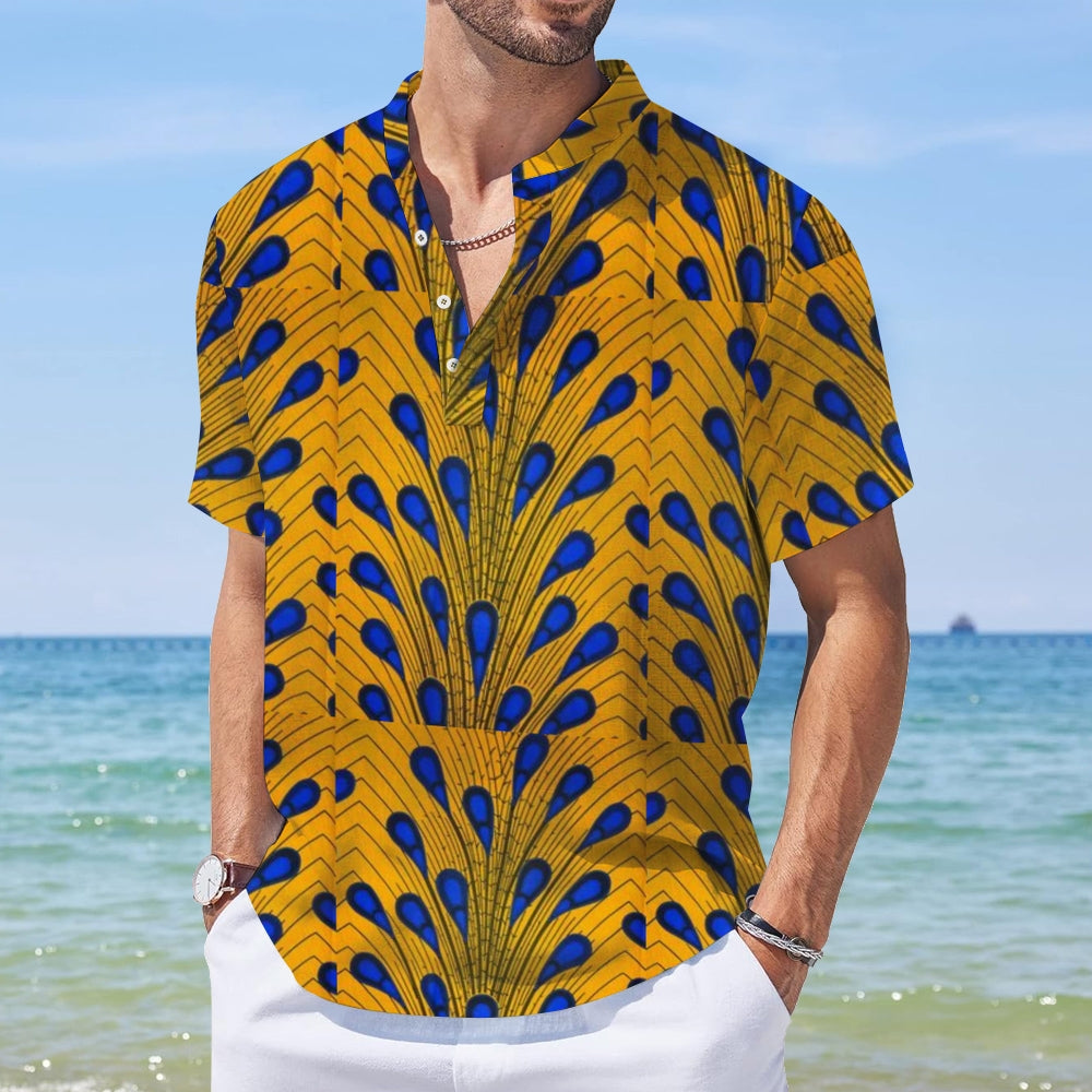 Mens African Feather Print Shirt