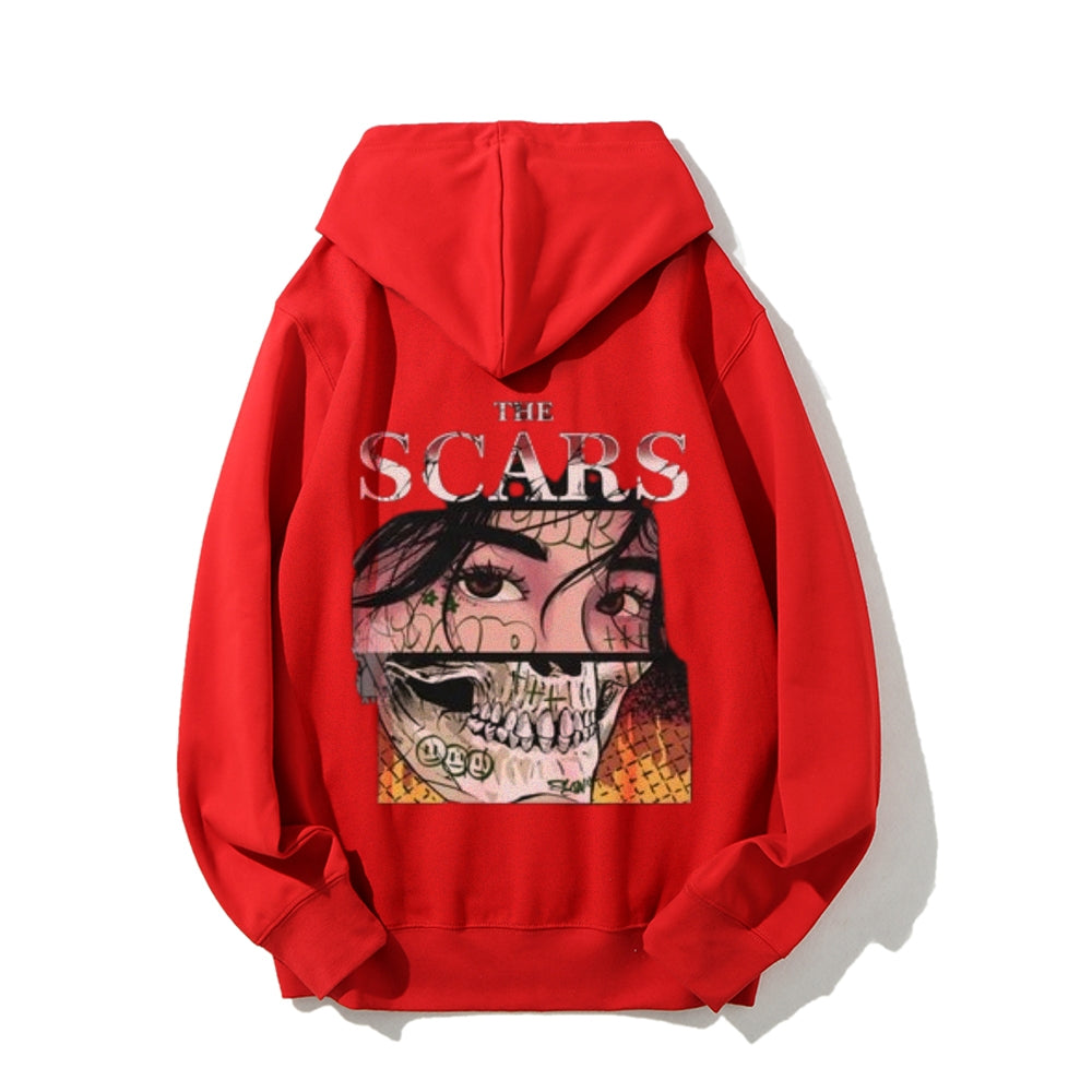 Mens THE SCARS Skull Girl Graphic Hoodies