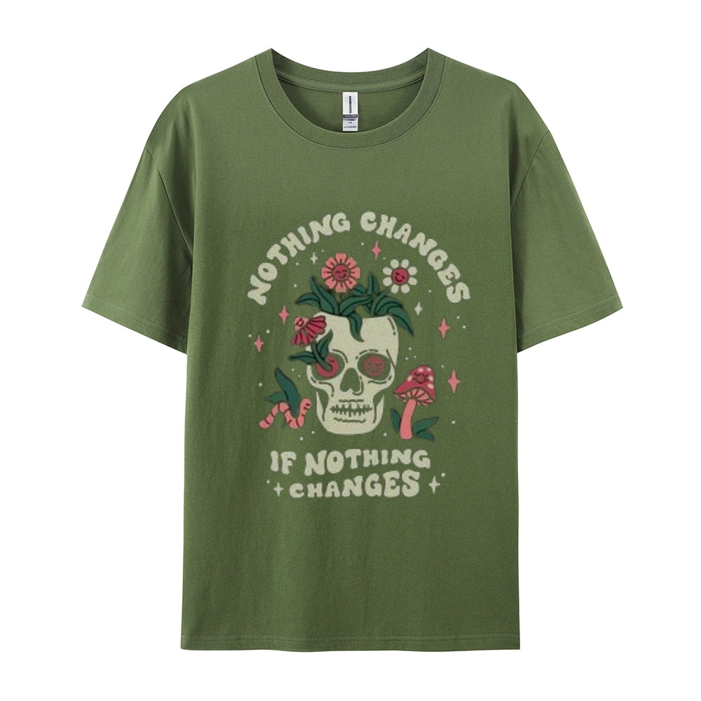 Mens Skull Flower Graphic Tee