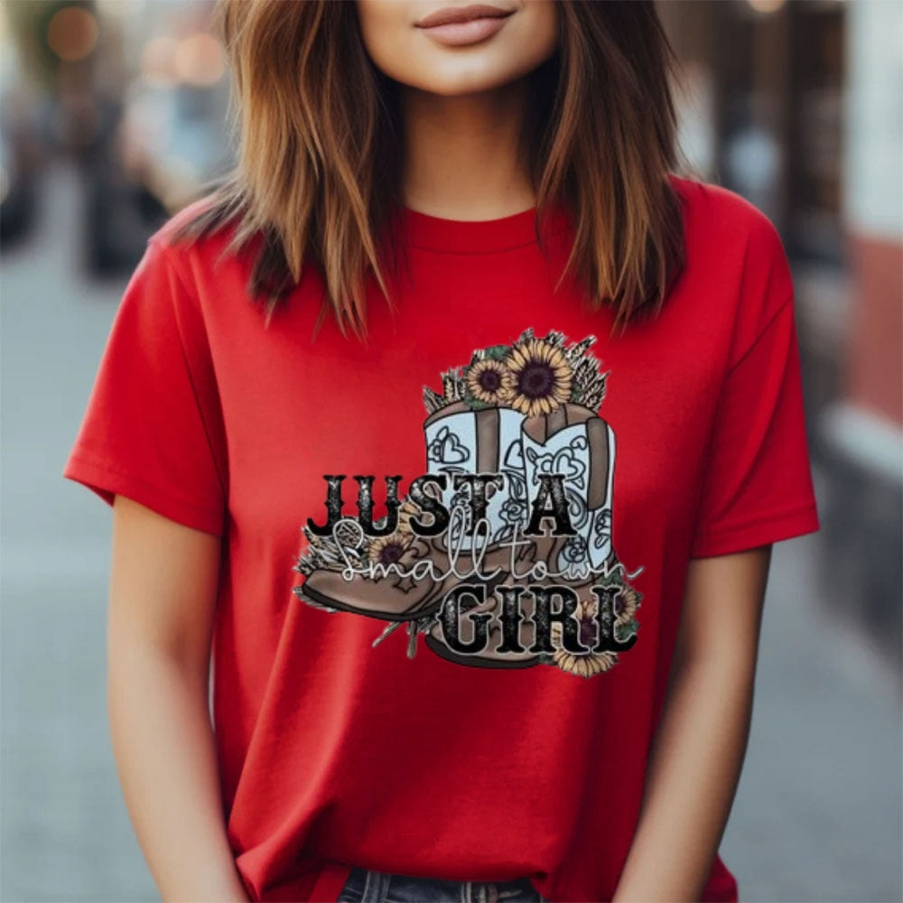 Women Western Cowboy Style Print Graphic T-shirt