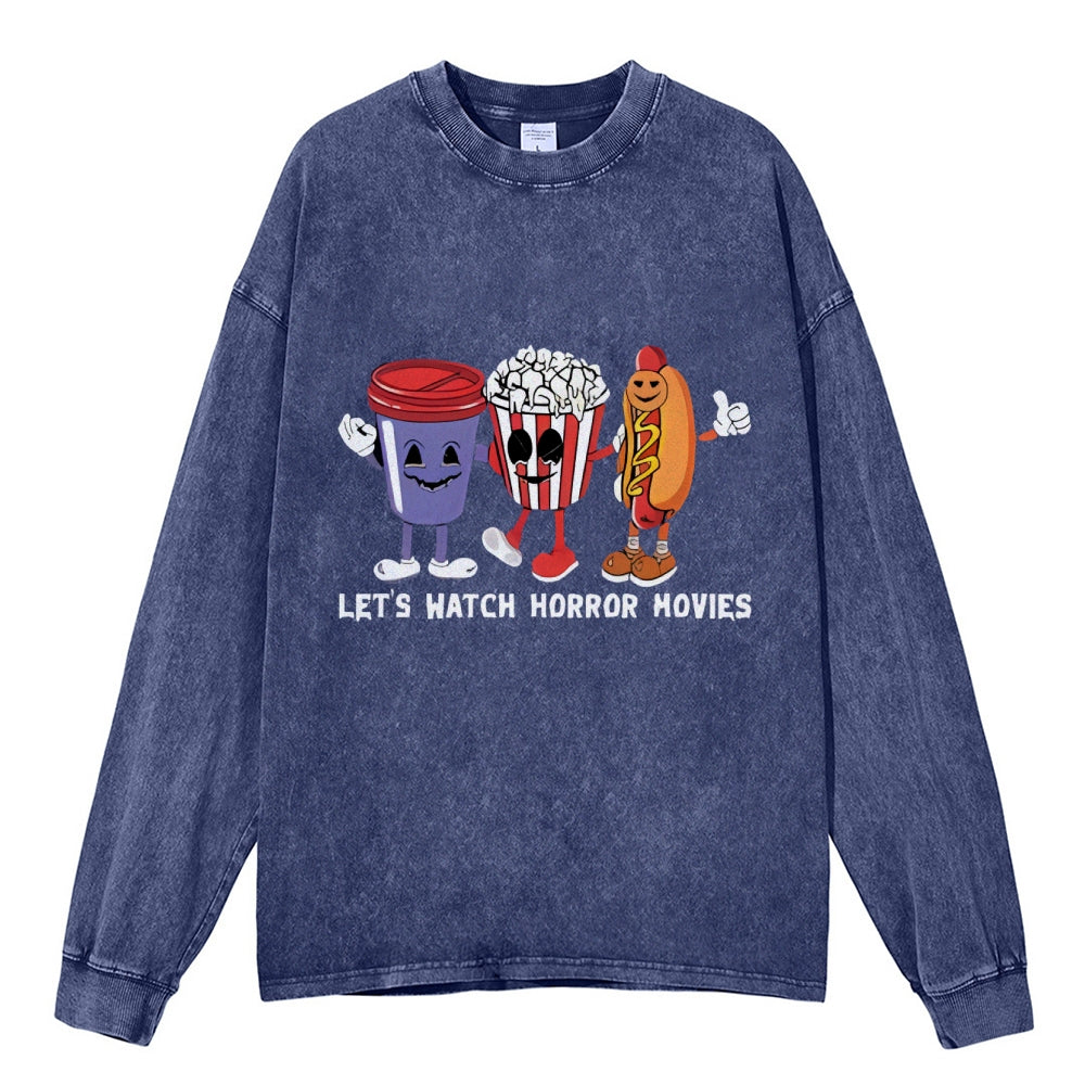 Oversized Vintage Horror Movies Washed Sweatshirt