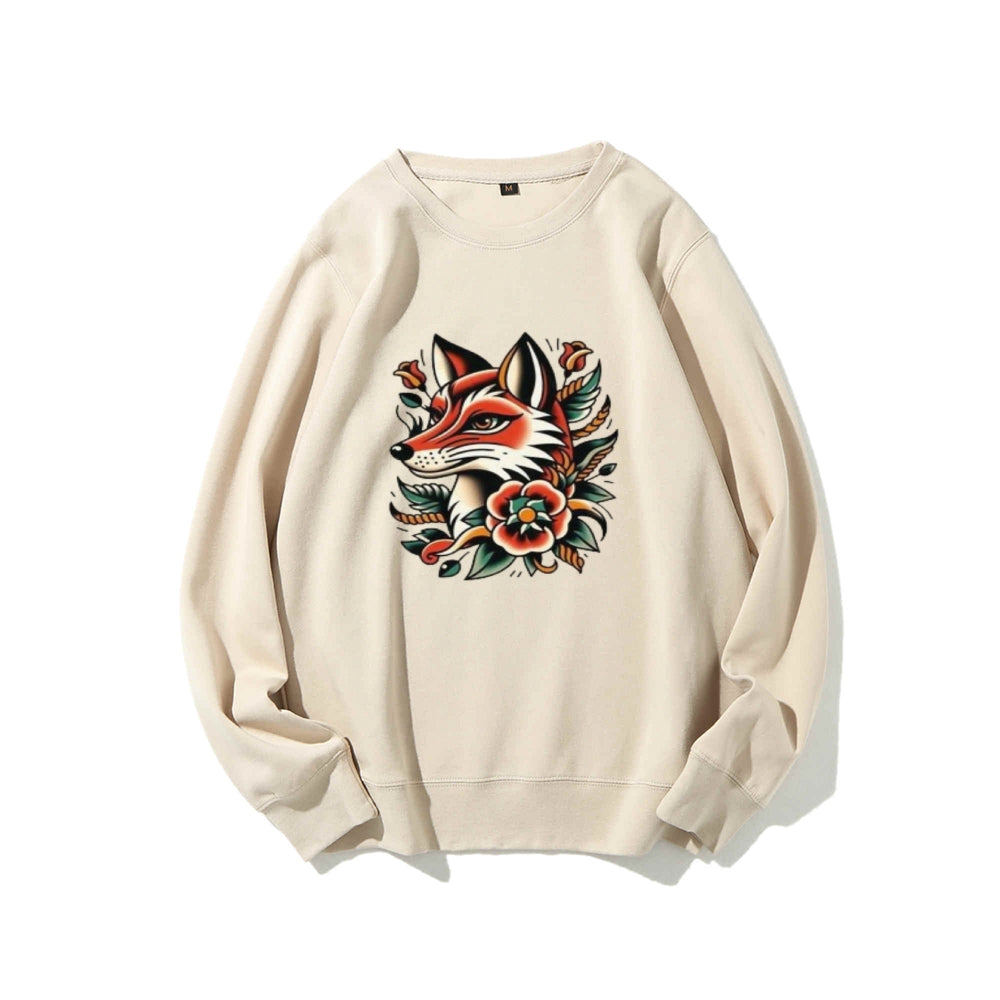 Women Fox and Flower Graphic Sweatshirts