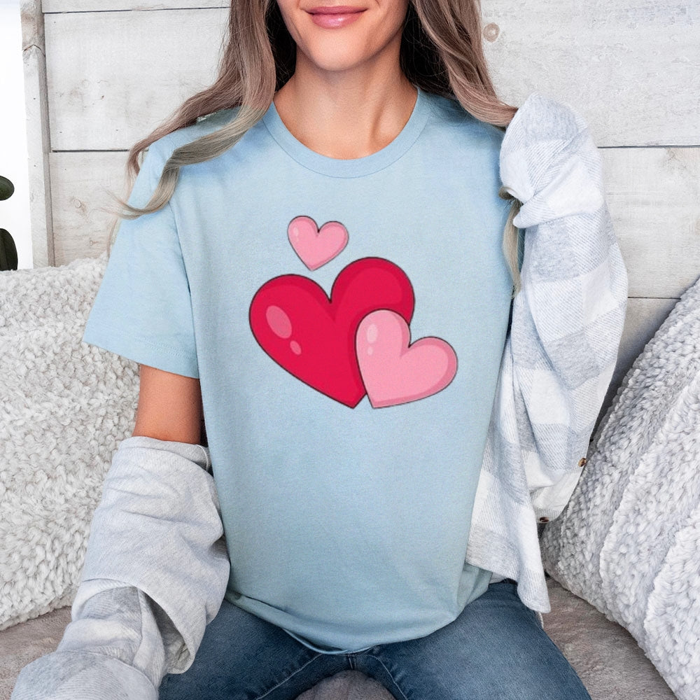 Women Love Pink Heart Valentine's Day Print Graphic T-shirt