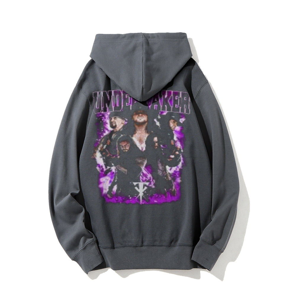 Mens Vintage Undertaker Darkness Style Print Graphic Pullover With Kangaroo Pocket Hoodies