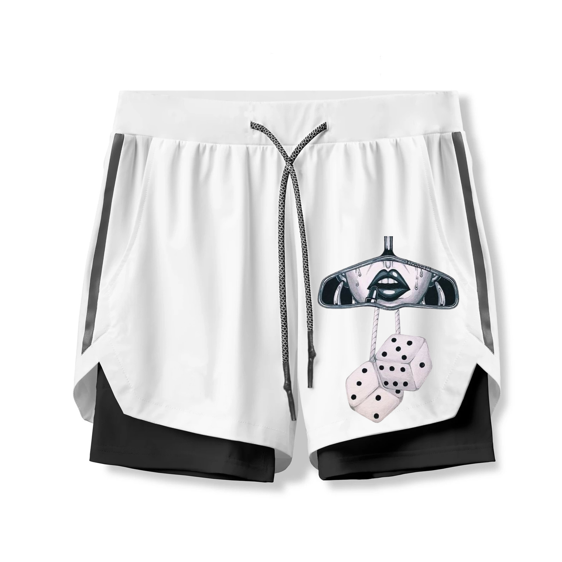 Dice Print 2 In 1 Gym Shorts for Men