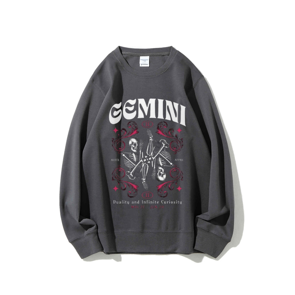 Women Vintage Gemini Skull Graphic Sweatshirts