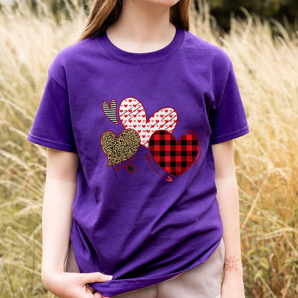 Women Love Leopard Heart Valentine's Day Print Graphic T-shirt