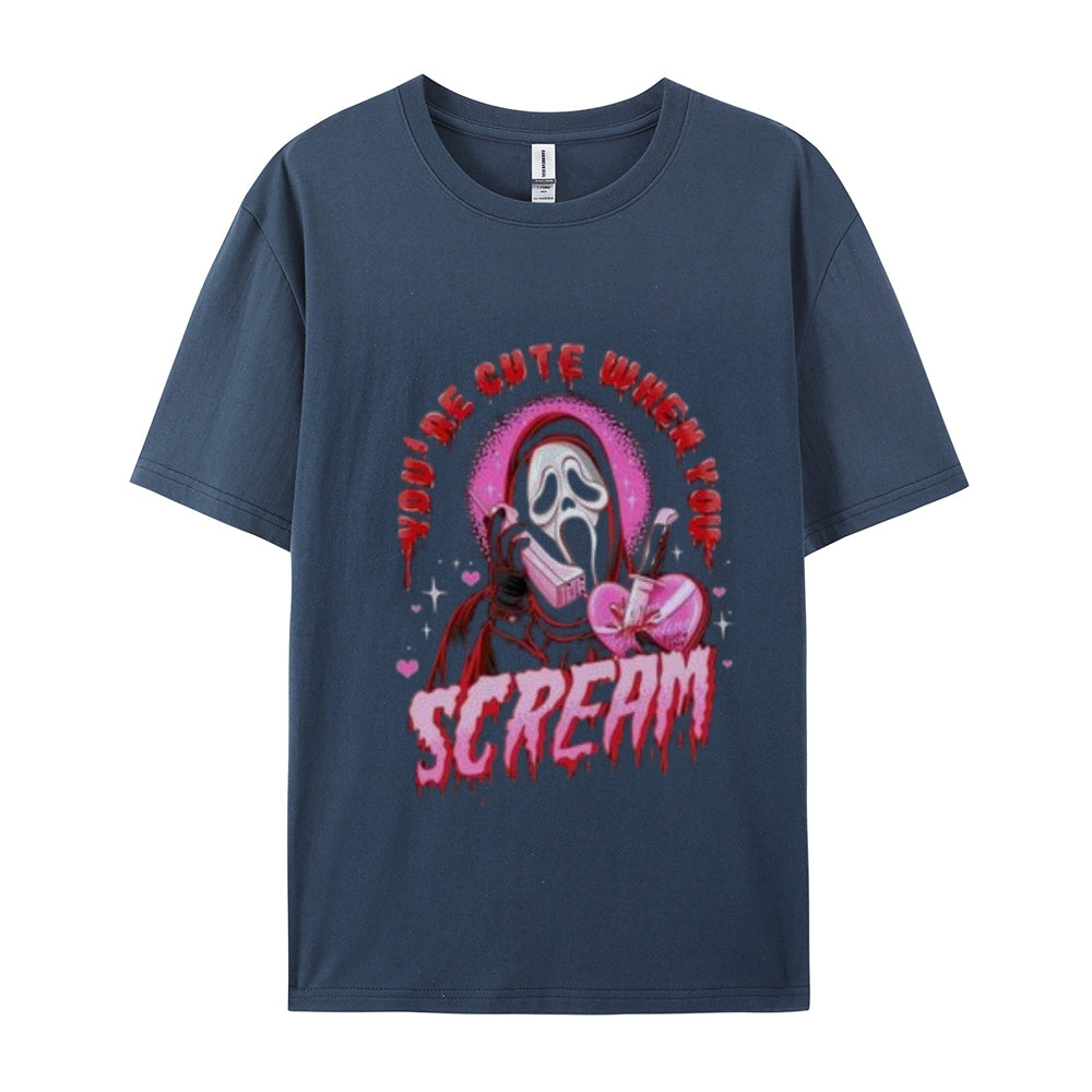 Mens Cute Scream Skull Graphic Tee