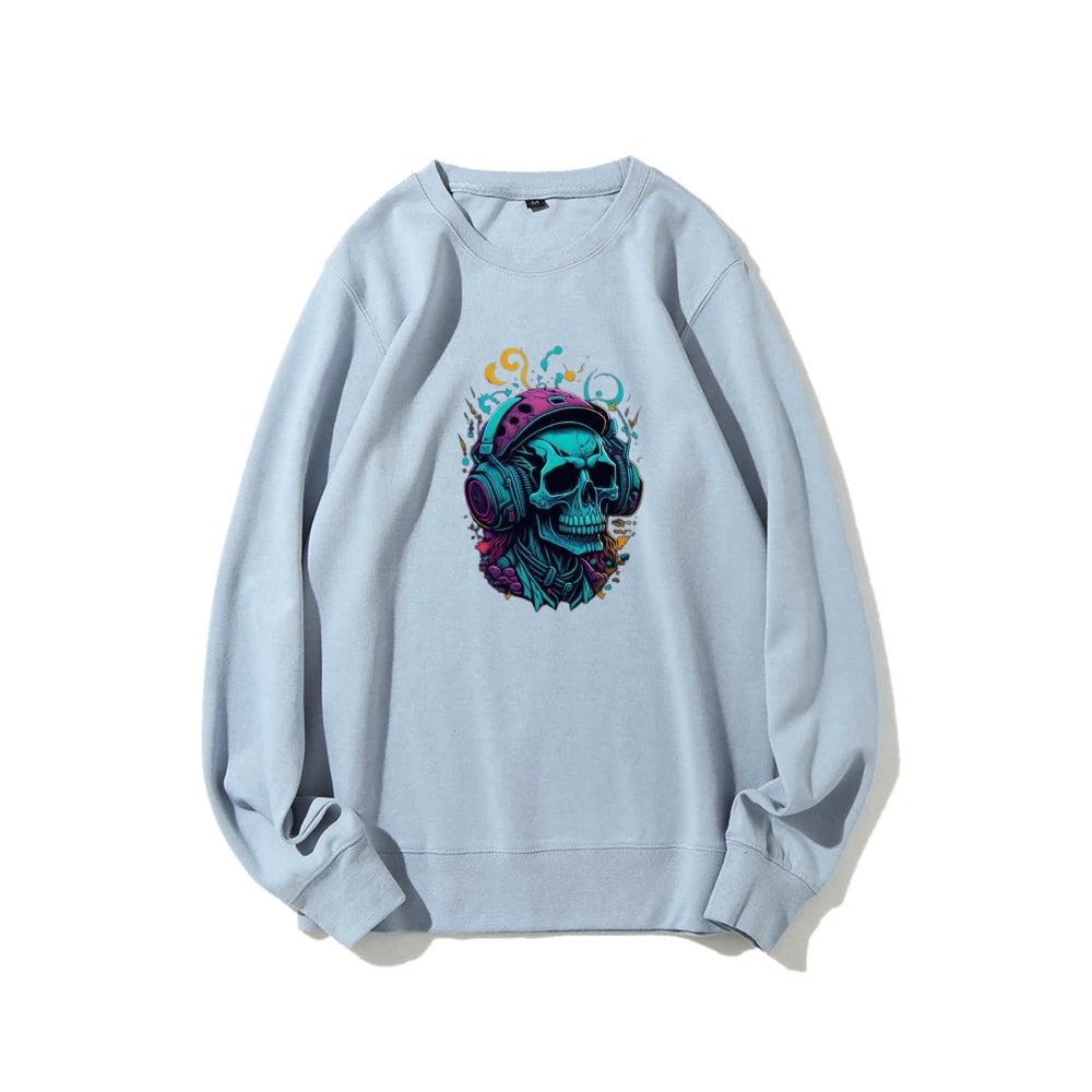 Mens Colorful Skull with Headphones Graphic Sweatshirts