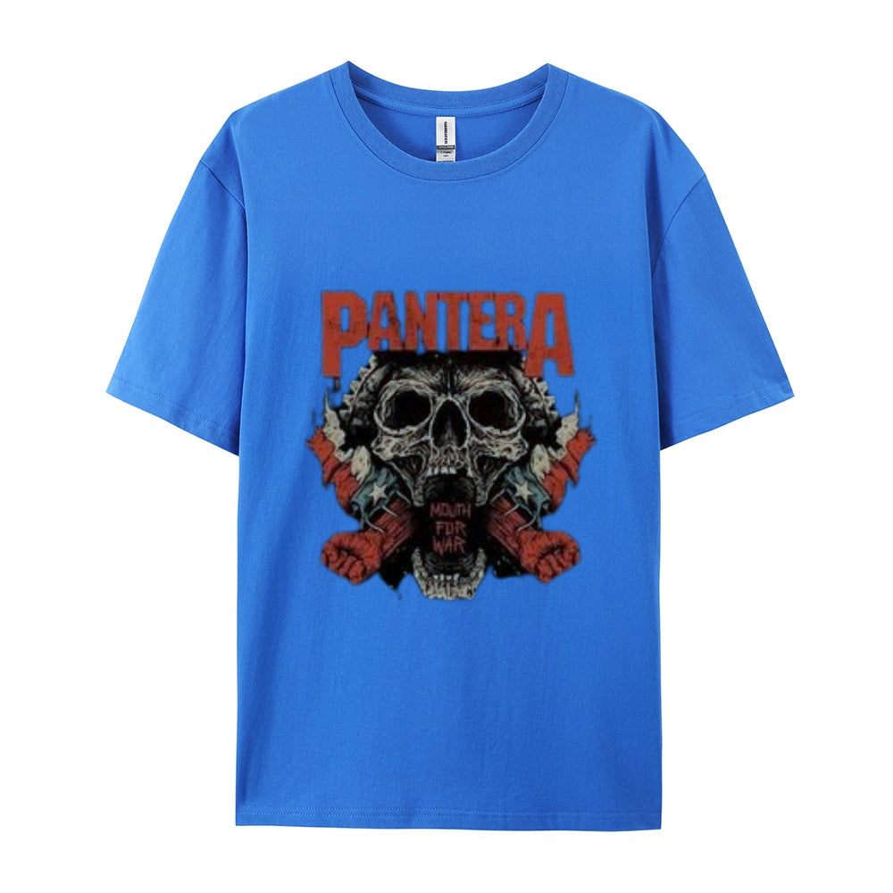 Mens Vintage The Pantera Rock Band Print Cotton Short Sleeve Casual Graphic T-shirt