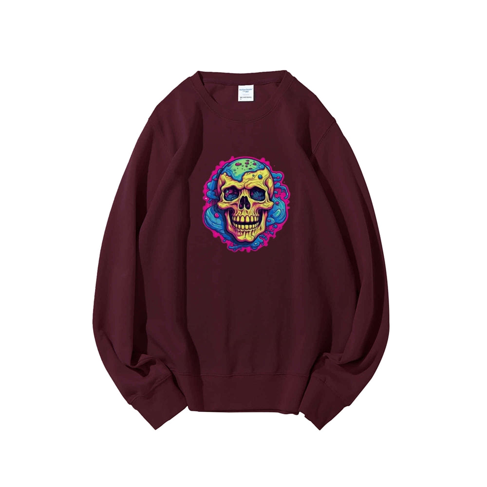 Mens Colorful Cartoon Skull Graphic Sweatshirts