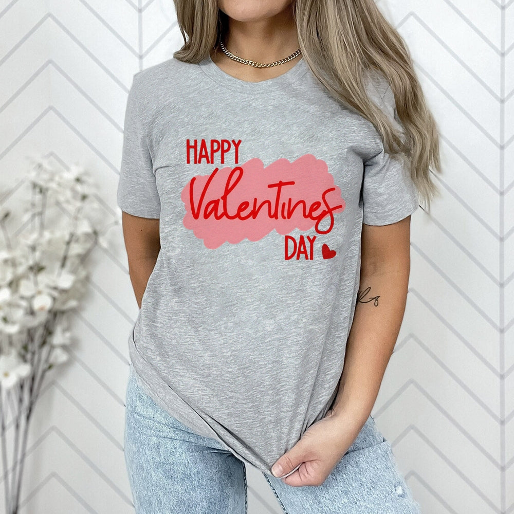 Women Happy Valentine's Day Print Graphic T-shirt