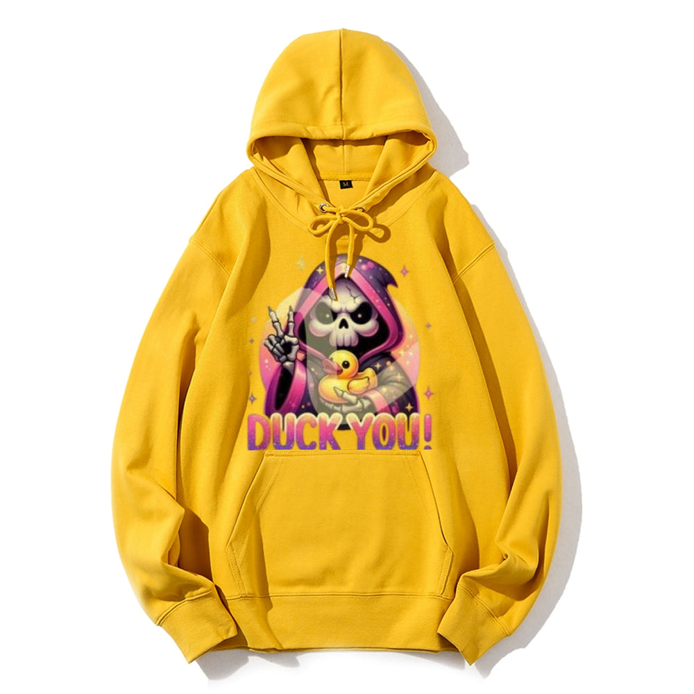 Women Cute Duck with Skull Graphic Hoodies