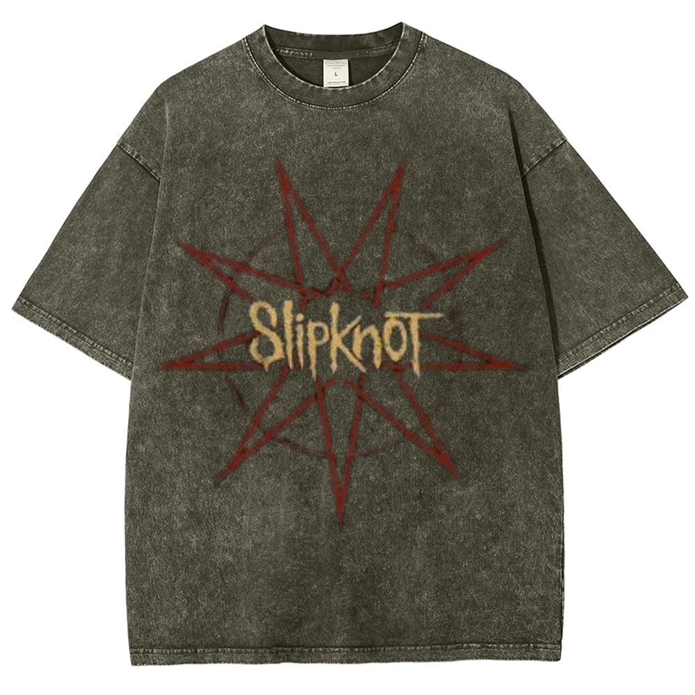 Unisex Vintage The Slipknot Rock Band Print Short Sleeve Casual Graphic Washed T-shirt