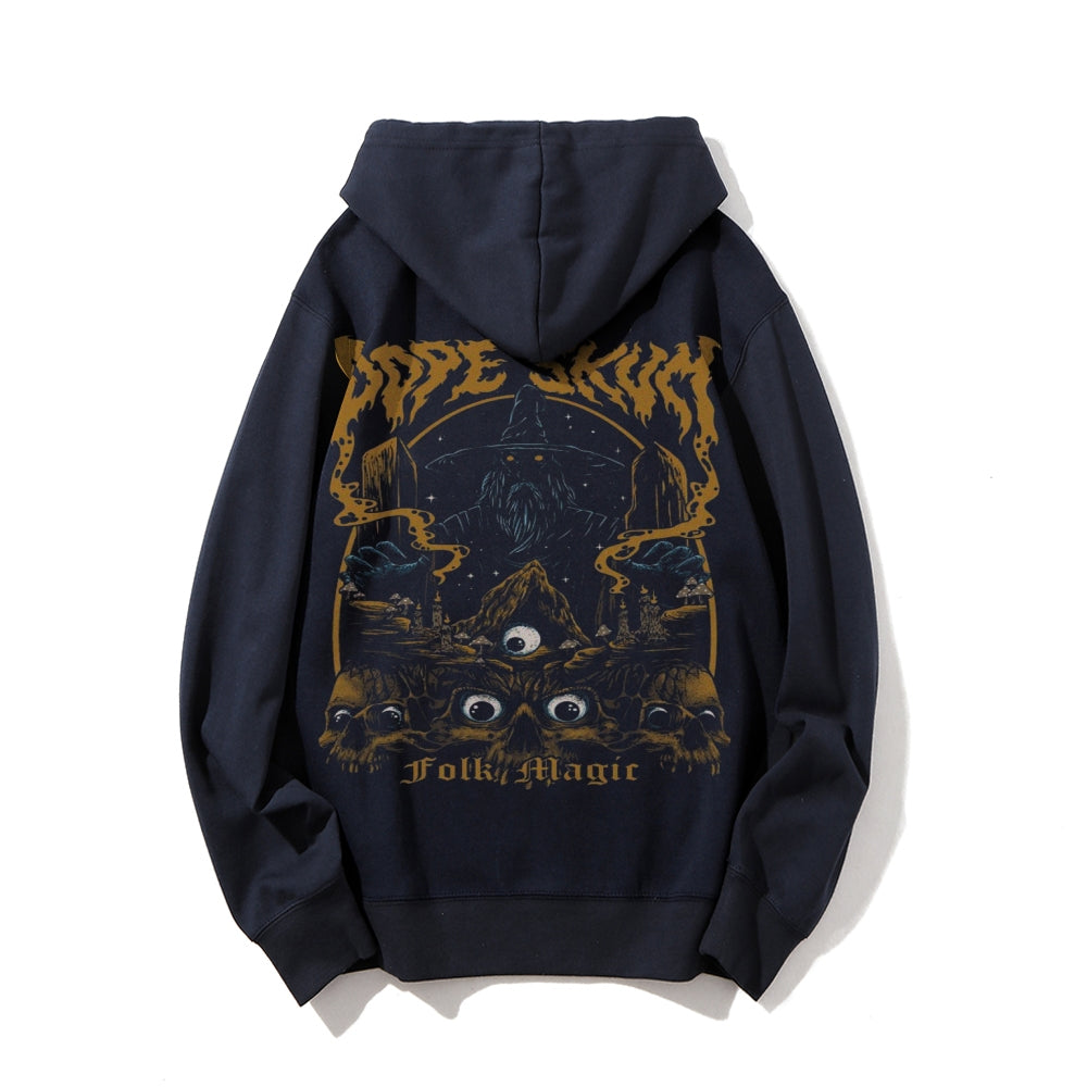 Mens Vintage Dope Skum Darkness Style Print  Graphic Pullover With Kangaroo Pocket Hoodies