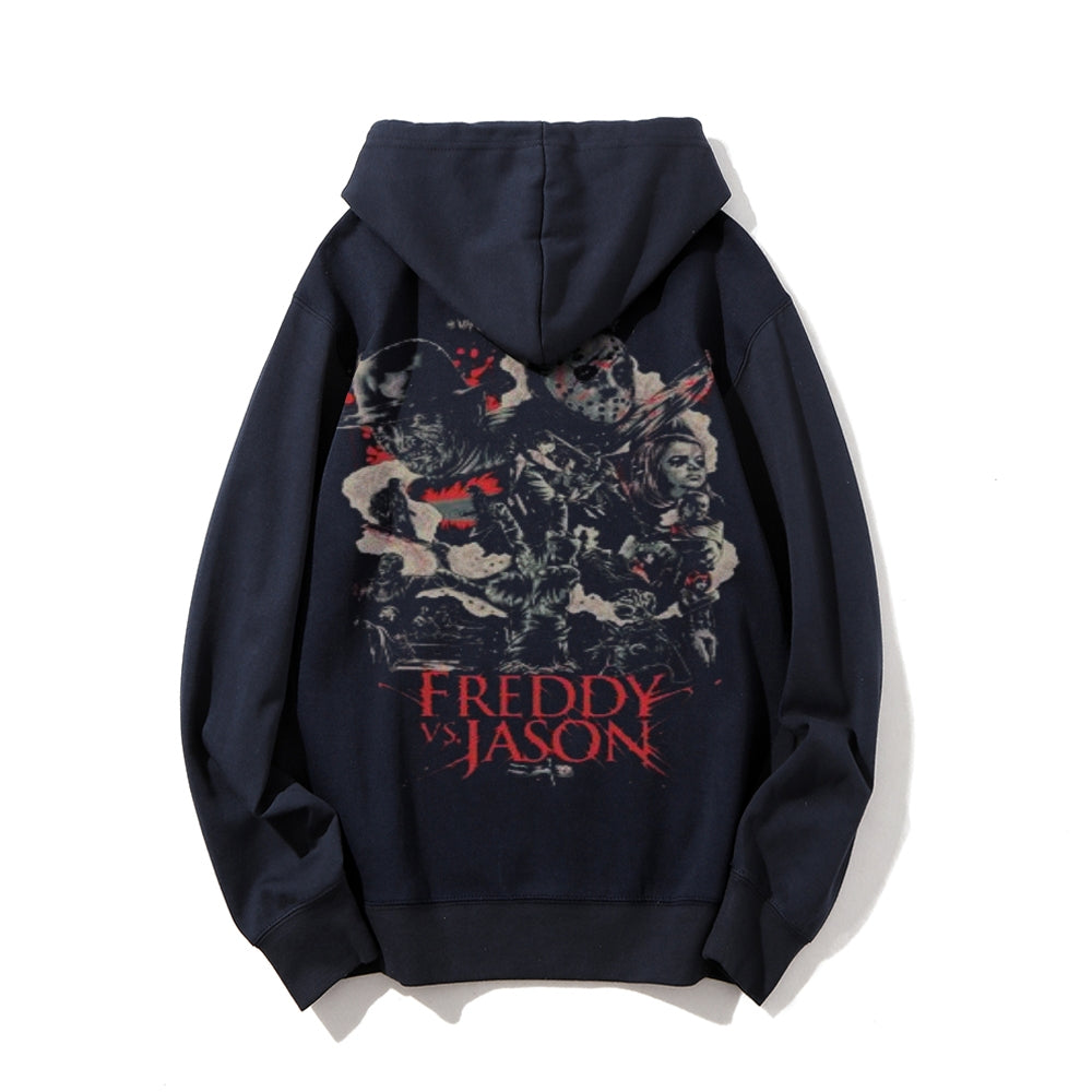 Mens intage Freddy Jason Darkness Style Print  Graphic Pullover With Kangaroo Pocket Hoodies