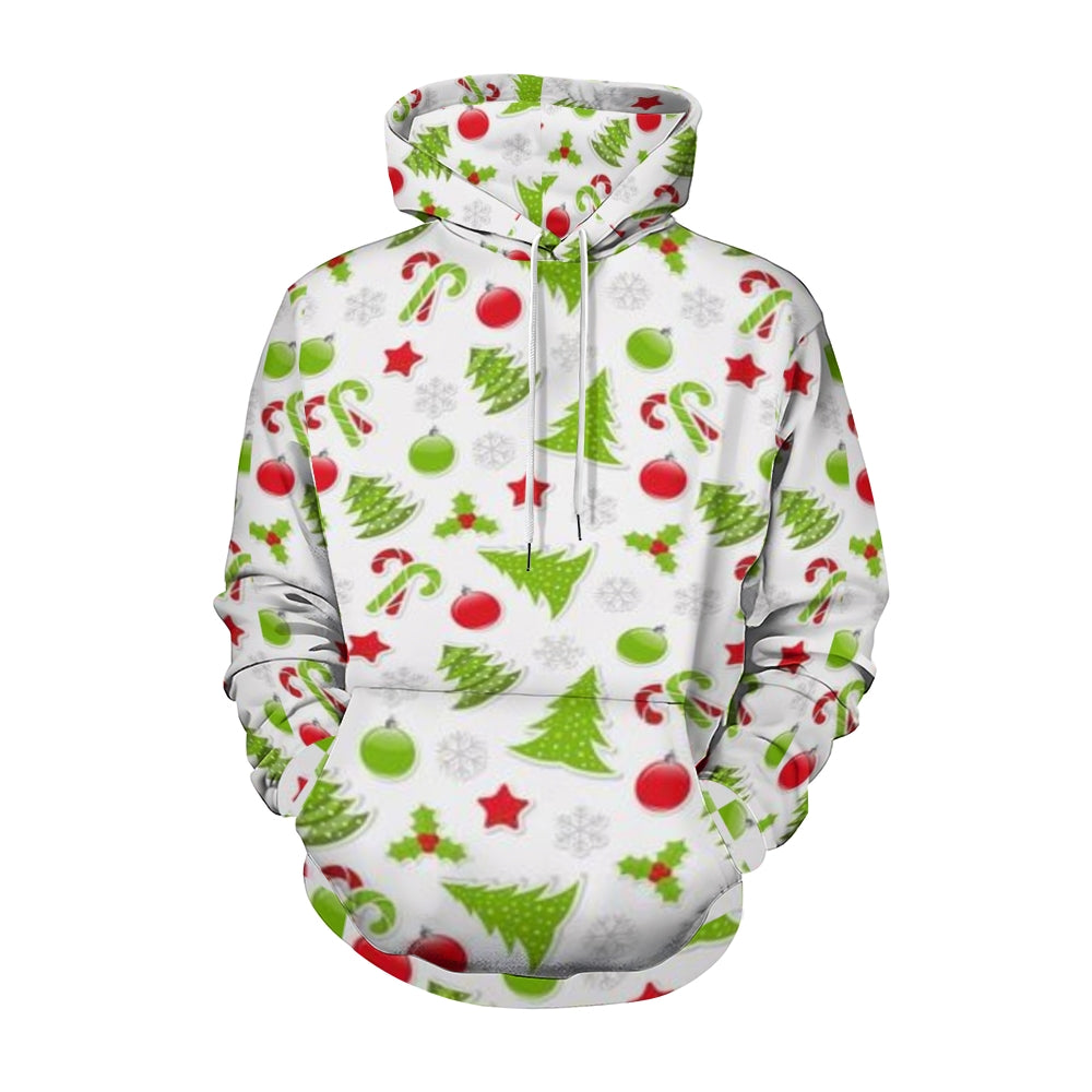 Mens Christmas Festival Graphic Pullover With Kangaroo Pocket Hoodies