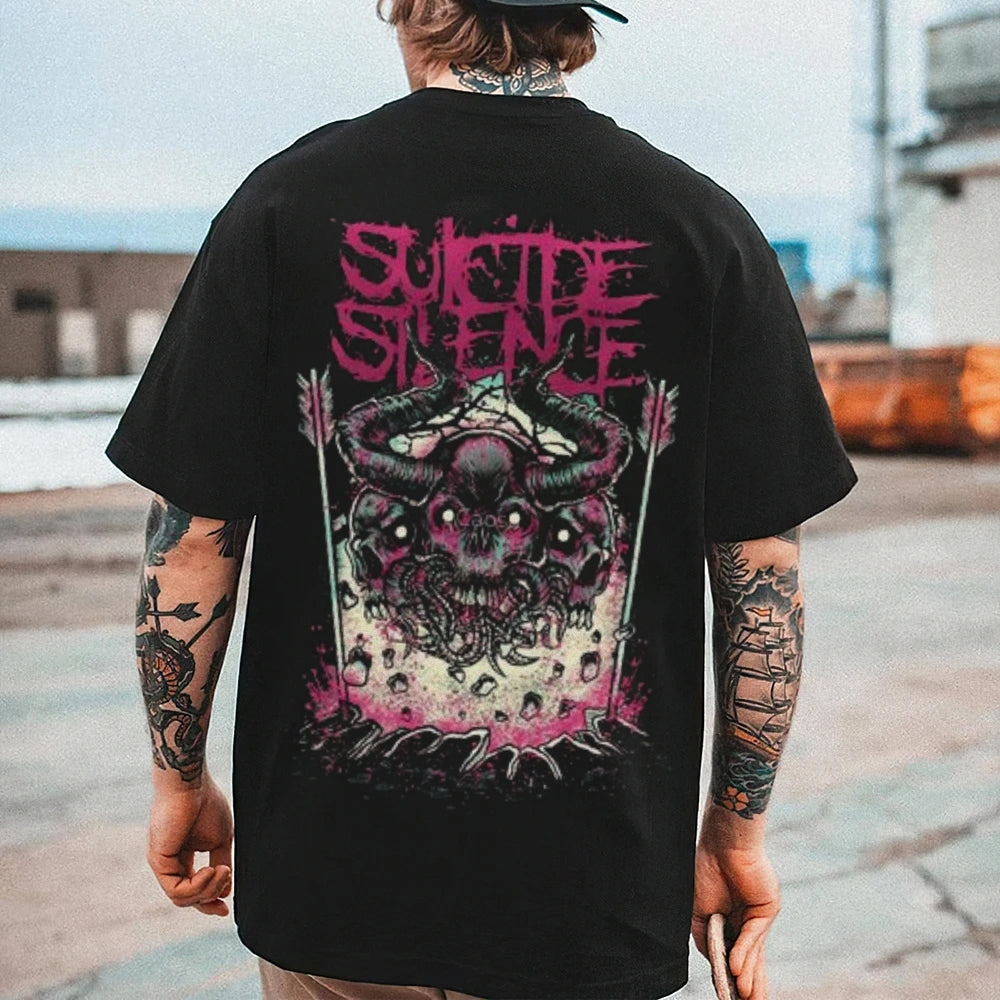 Mens Vintage Suicide Silence Darkness Style Print Graphic Tee