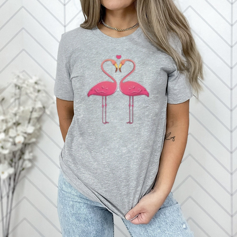 Women Love Flamingo For Valentine's Day Print Graphic T-shirt