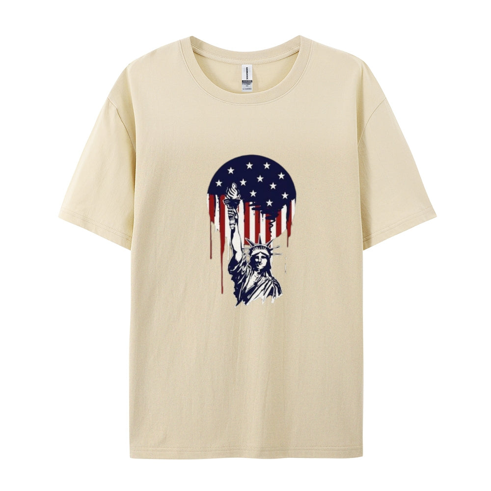 Mens Independence Day Freedom Flag Print Graphic Tee