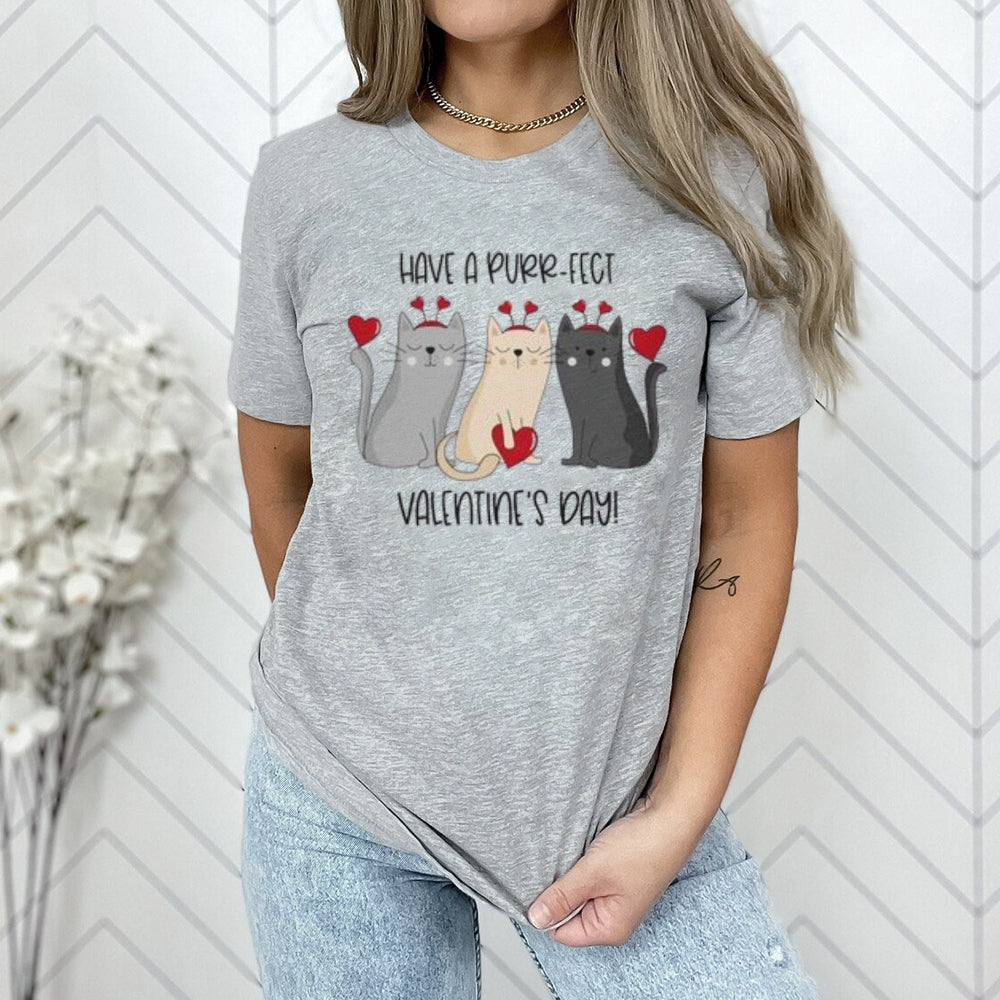 Women My Cat Is My Valentine's Day Print Graphic T-shirt