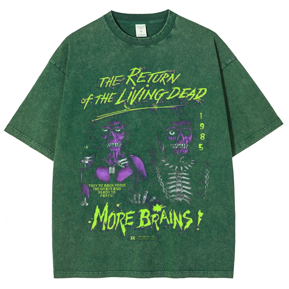 Unisex Vintage The Return of the Living Dead Graphic Short Sleeve Washed T-shirt