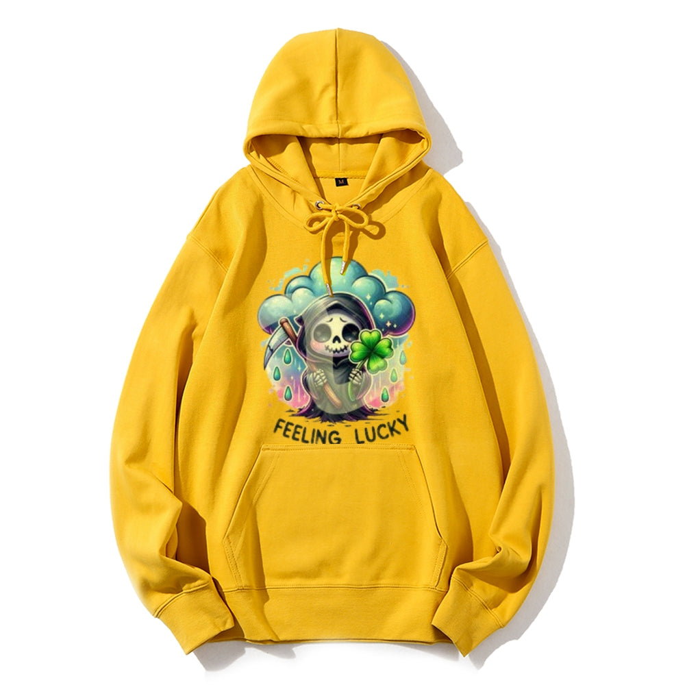 Women Cute Feeling Lucky Skeleton Graphic Hoodies