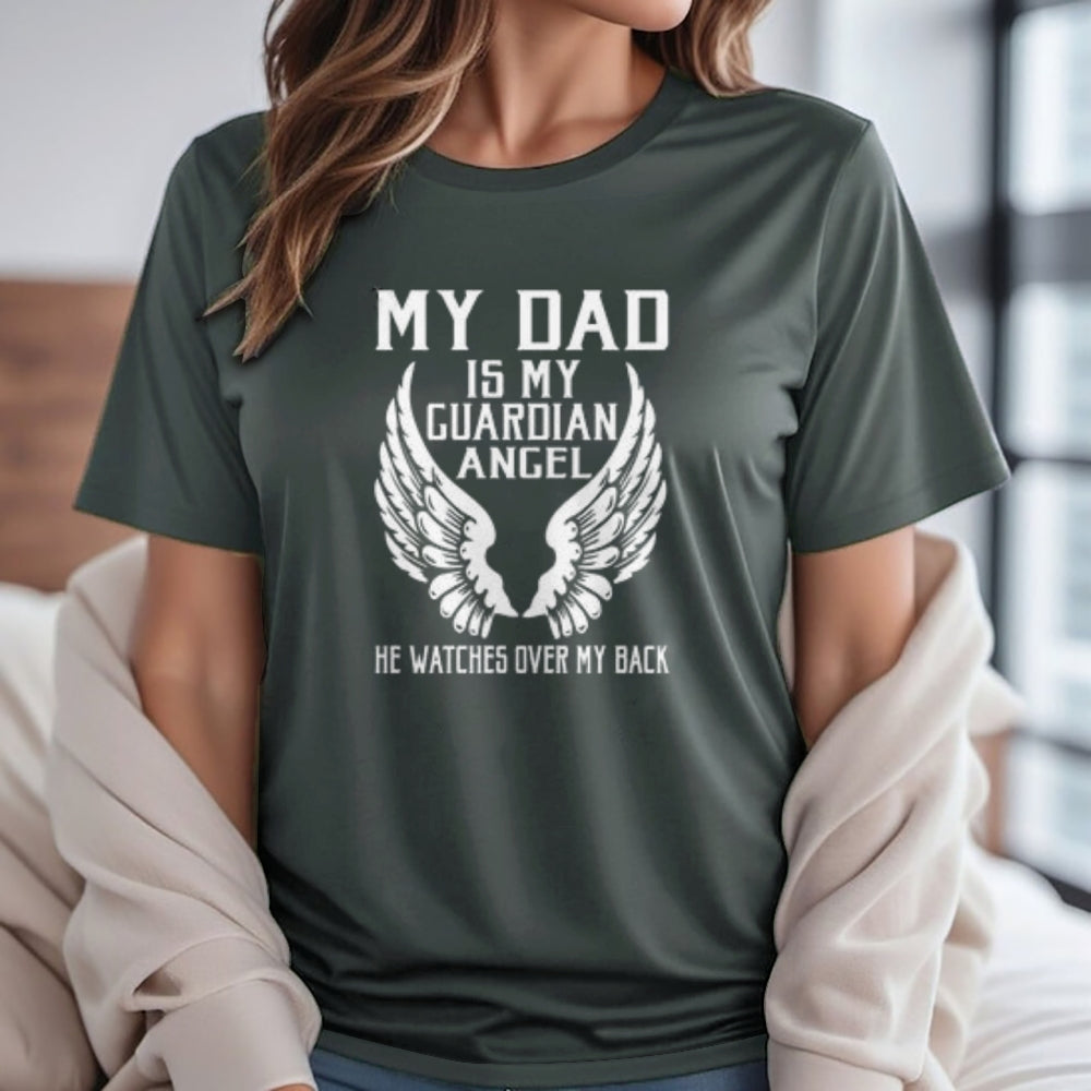 Women My Dad Is My Custom Angel Print Graphic T-shirt