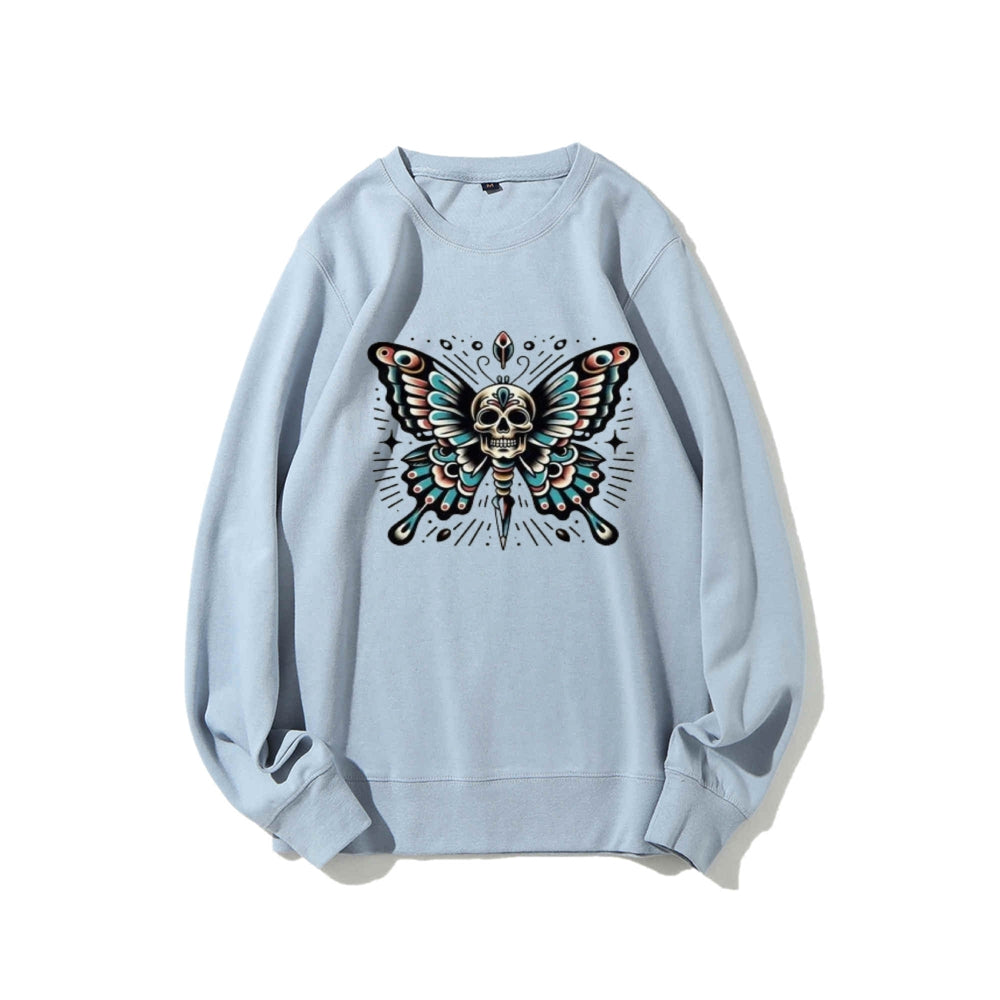 Women Butterfly Skull Graphic Sweatshirts