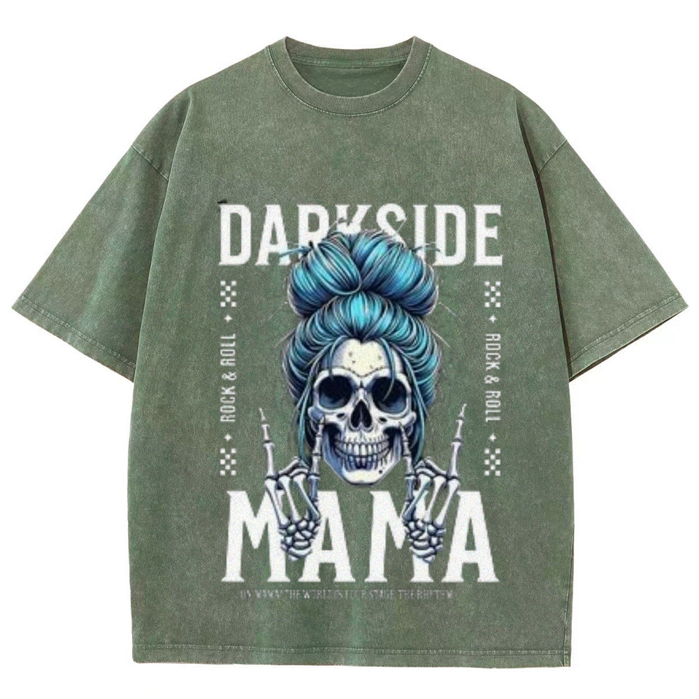 Women Washed Vintage Darkside MaMa Graphic T-shirt