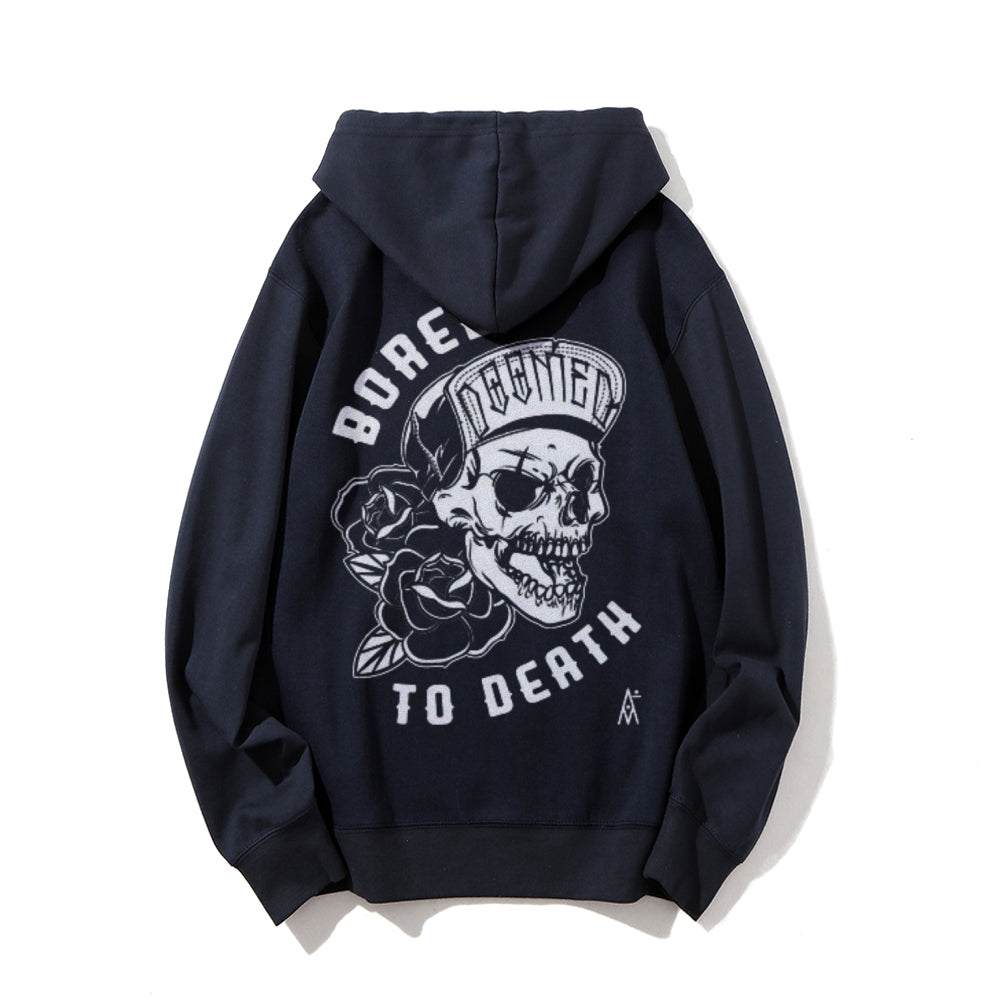 Mens BORED TO DEATH Skull Graphic Hoodies