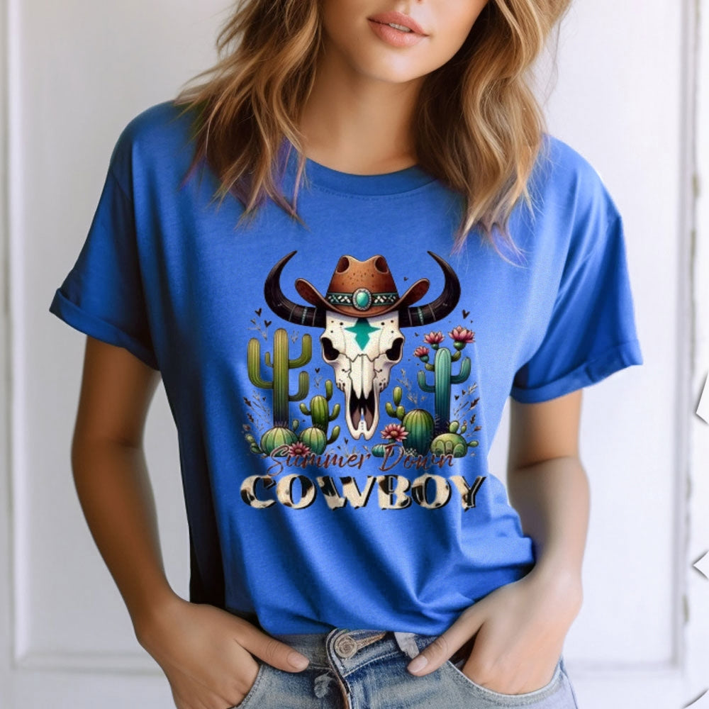 Women Western Cowboy Style Graphic T-shirt