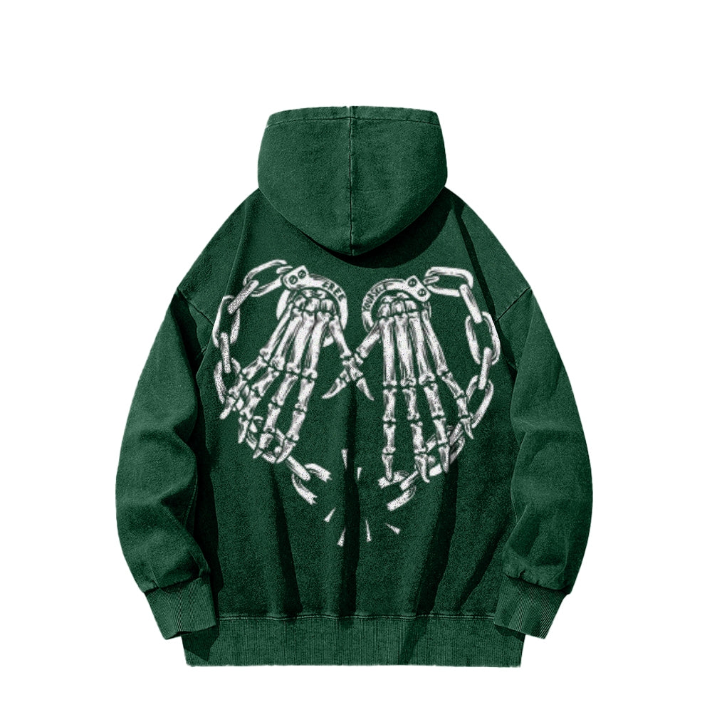 Mens Vintage Skeleton Heart Hand Graphic Hoodies