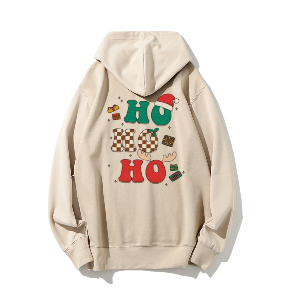 Happy Christmas Holiday Graphic Pullover With Kangaroo Pocket Hoodies