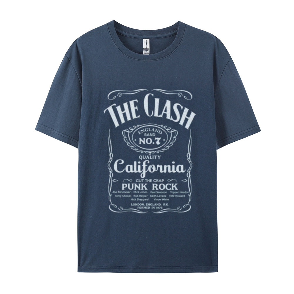 Mens Vintage The Clash Rock Band Print Cotton Short Sleeve Casual T-shirt