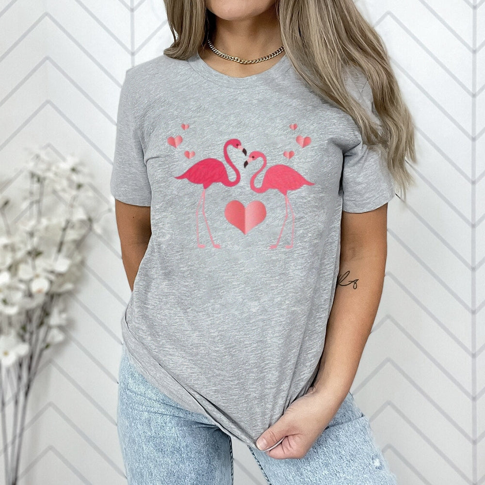 Women Love Flamingo For Valentine's Day Print Graphic T-shirt