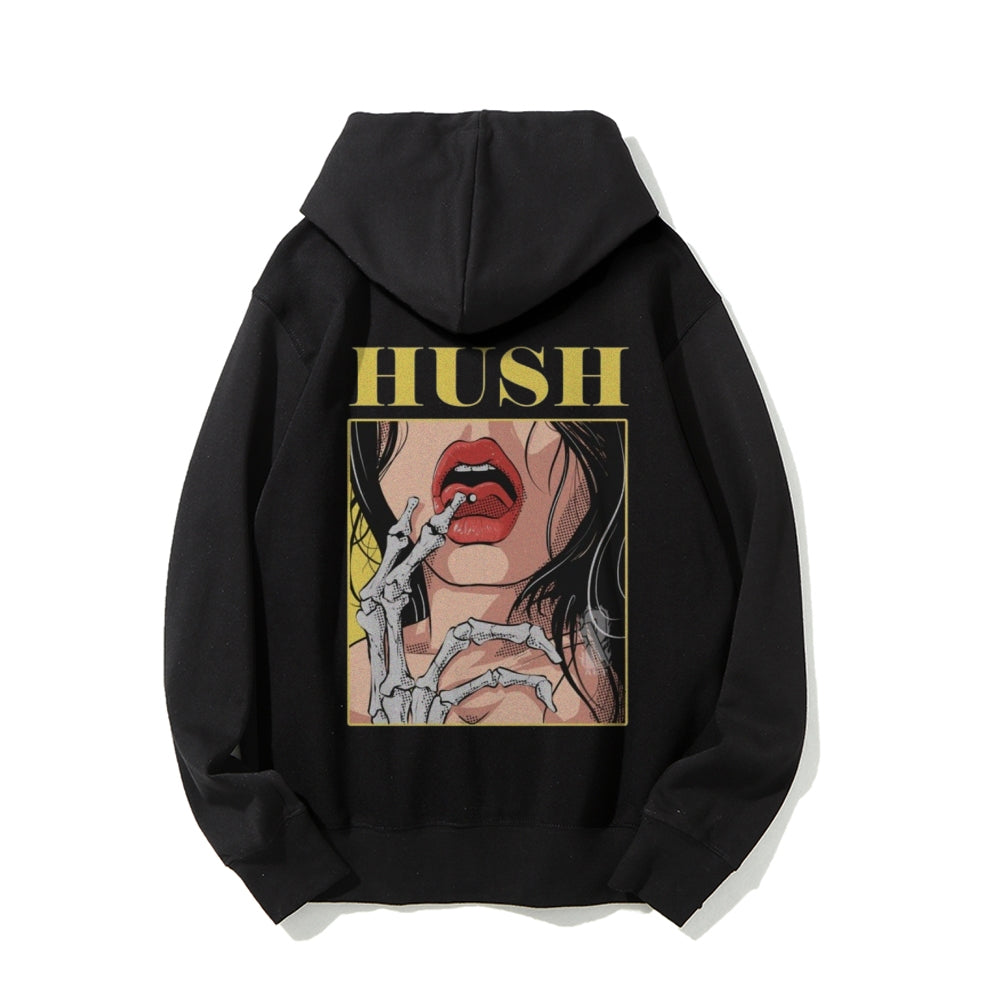 Mens Hush Finger Skull Graphic Hoodies