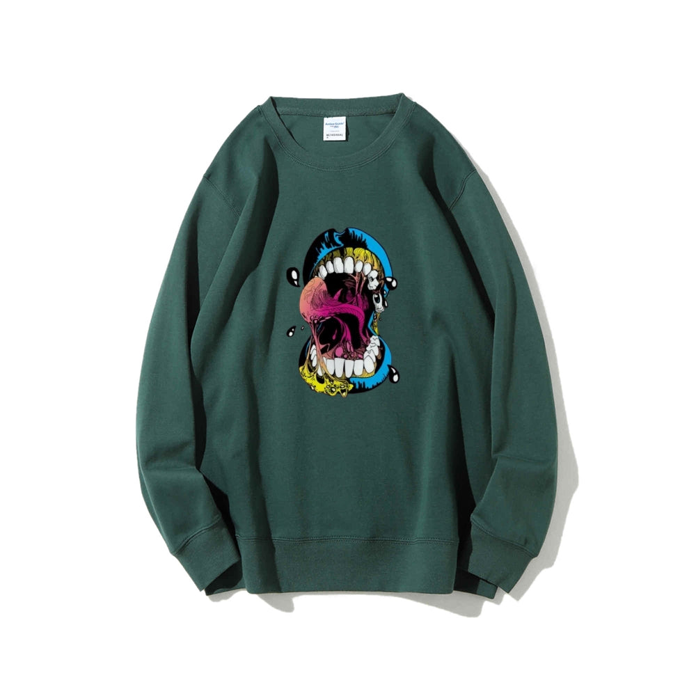 Mens Big Mouth Skull Graphic Sweatshirts