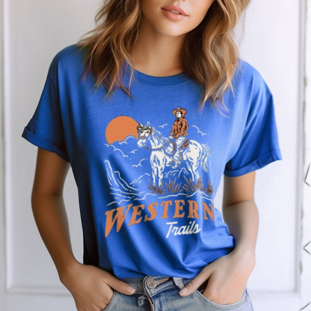 Women Western Style Cowboy Graphic T-shirt