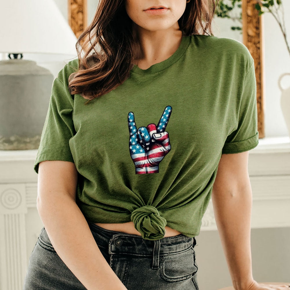 Women Independence Day Victory Flag Print T-shirt