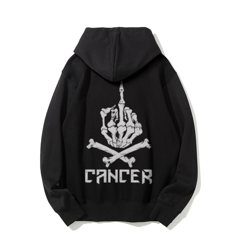 Mens Cancer Skull Graphic Pullover Hoodies