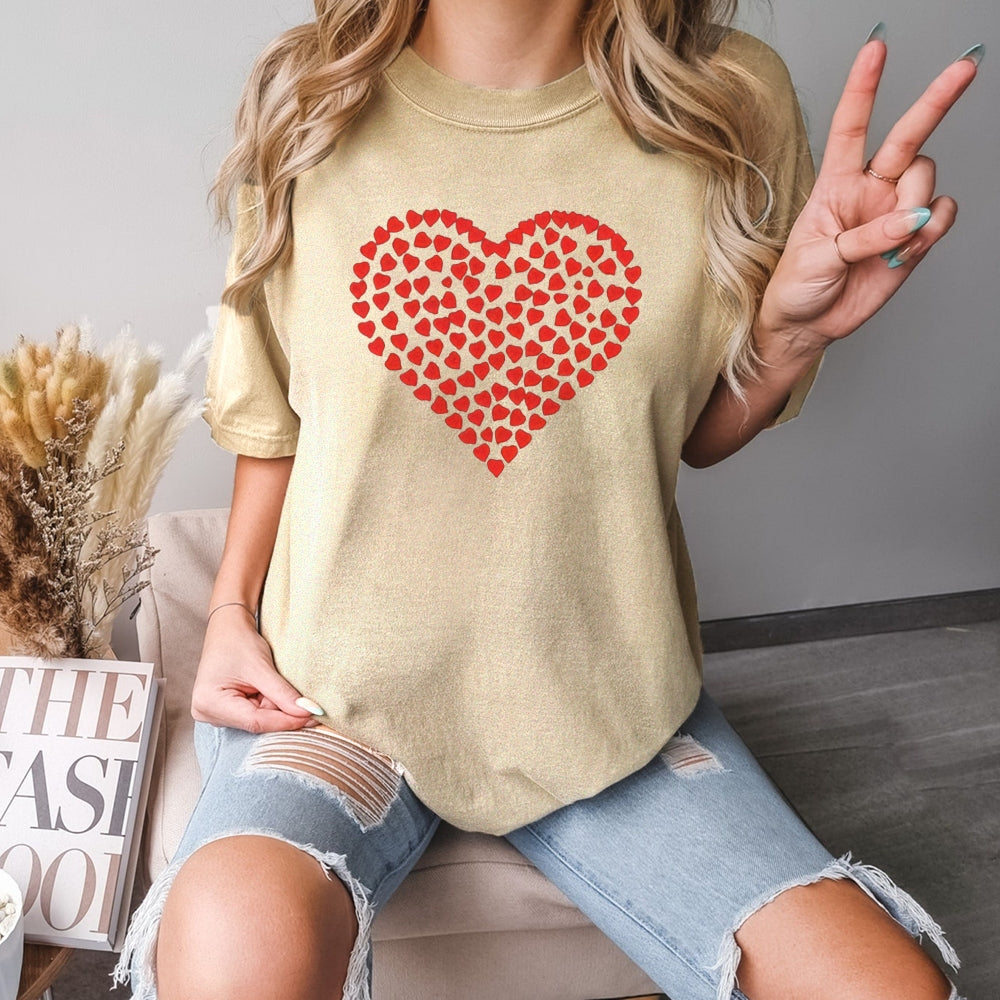 Women Valentine's Day Love Red Heart Print Graphic T-shirt